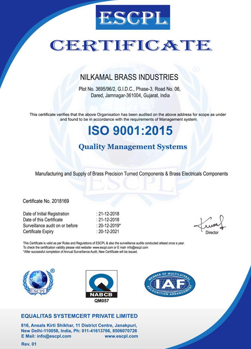 ISO - Nilkamal Brass Industries
